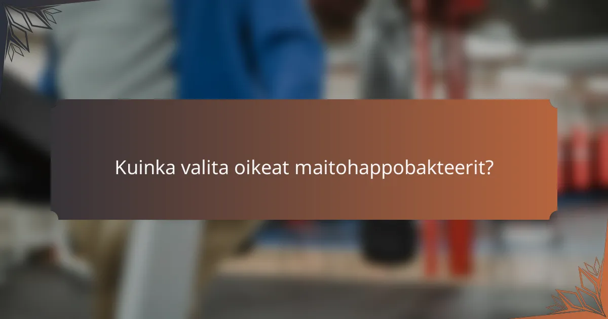 Kuinka valita oikeat maitohappobakteerit?