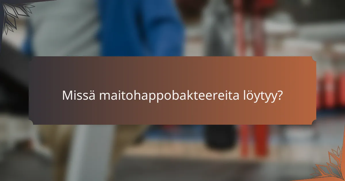 Missä maitohappobakteereita löytyy?